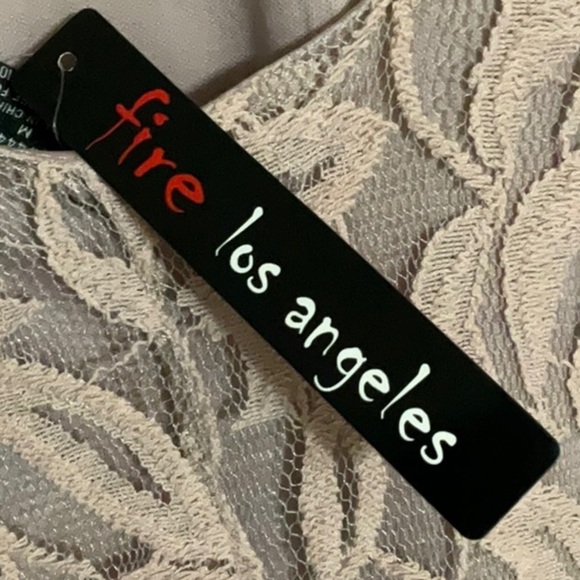 Fire Los Angeles Dress Womens M Dusty Pink Floral Lace Long Sleeve Romantic Boho - Picture 3 of 8